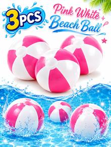 1pc Pink & White Inflatable Beach Ball, 40cm Before Inflation, 30cm After Inflation, Macaron Color Summer Beach Party Favor, Pool Party Decoration, Birthday Party Decor, Bachelorette Party Picnic Outdoor Water Play Accessory - Pink and White Inflatable Beach Balls - View 11