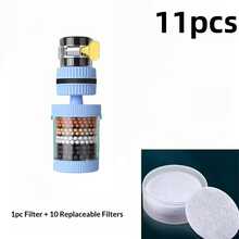 11pcs 6-Layer Filtration Faucet Water Purifier Set (1 Filter Head + 10 Filter Cartridges), Anti-Splash High Pressure Water-Saving Nozzle, 360° Rotatable Kitchen Bathroom Sink Water Purifier, Suitable For Home Dishwashing, Vegetables, Rice, Etc. - Swivel Faucet Filter - View 10