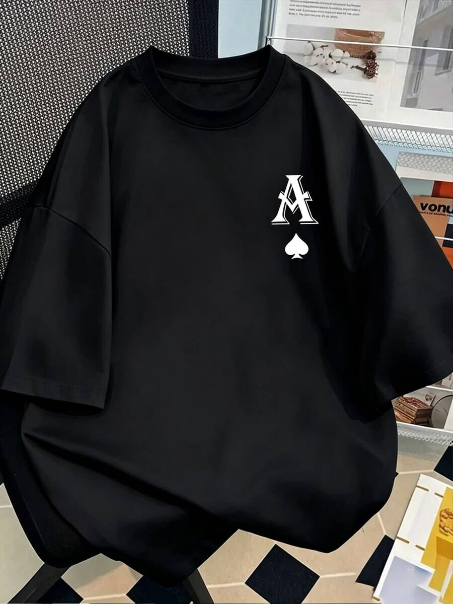 Men's Casual Slim Fit Round Neck T-Shirt, Suitable For Commuting - 黑色的 - 查看 1