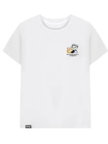 CAMEL CROWN Cotton-Feel Quick-Dry Short Sleeve T-Shirt, Crew Neck Breathable Casual Top, Unisex Cartoon Print Summer Tee - White Flower Grey - View 2