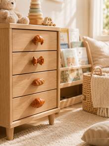 Decorative Bread Shaped Wooden Drawer Pulls Cabinet Knobs, Suitable For Baby Room Vanity Dresser Wardrobe Closet Furniture Hardware Set - Furniture Handles - View 5