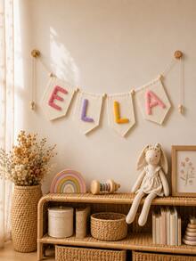 Custom Name Canvas Banner, Personalized Wall Decor, Handmade Room Hanging Sign, Gift, Earth Tones - Multicolor - View 6