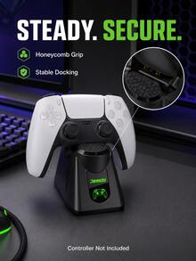 Cargador de mando de juego con chip de protección e indicador LED, base de carga, carga rápida de 2.5 horas, compatible con PlayStation 5 - Negro - Ver 7