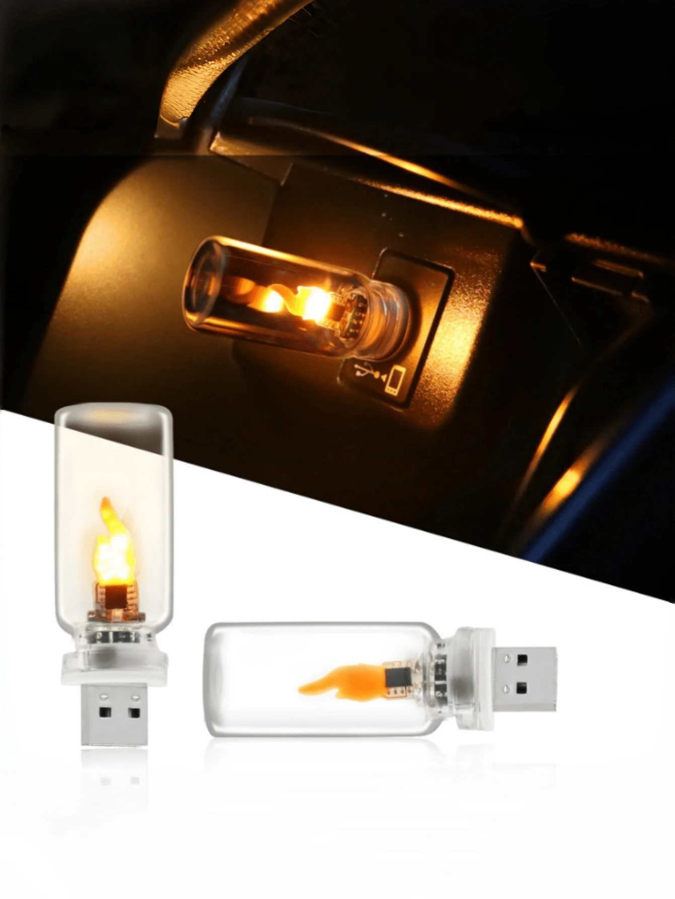 3/2/1 USB 玻璃蠟燭氛圍燈 | 室內裝飾燈，適合晚餐、聖誕節、萬聖節 | 舒適氛圍 LED 燈，模擬蠟燭芯設計，動態火焰效果，非常適合派對和新年禮物