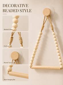 Creative Handmade Beaded Towel Rack; Drill-Free Bathroom Towel And Toilet Paper Holder; Toilet Paper Holder; Jute Rope Toilet Paper Holder; Creative Drill-Free Rope-Style Hanging Rack; Decorative Storage Rack For Guesthouses And Hotels. - Multicolor - View 9