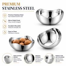 2/4/6pcs Stainless Steel Wavy Sauce Bowls, Mini Dipping Dishes, Suitable For Sauce, Nuts, Snacks, Seasoning, Kitchen And Picnic Use - Silver - View 4