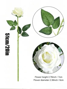 1/10/20/30pcs White Artificial Roses,Silk Velvet Texture Fake Flower Bouquet,For Valentine's Day,Wedding Centerpiece,Table,Room Decor,Fall Decor,Home Decor,Bathroom Decor,Wall Decor,Wedding,Bedroom Decor,Office,Living Room Decor,Faux Flowers - White - View 11