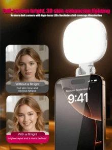 Magnetic Selfie Fill Light, Foldable LED Ring Light, Compatible With IPhone And Android, Rechargeable Portable Phone Light With Mirror, Suitable For Selfie, Vlog, Makeup And Photography - one-size - View 10