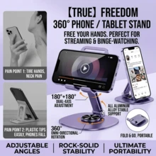 Aluminum Alloy Phone Stand - 2-Level Adjustable Folding Design, Suitable For Waterproof 360° Rotating Desktop Stand, Can Be Used For Office Desk And Bedside - Multicolor - View 2