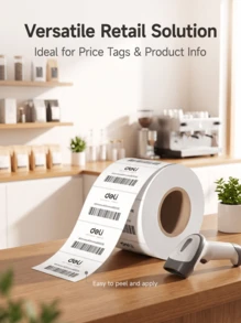 DELI 11872 Three-Proof Thermal Label Paper, Three-Layer Three-Dimensional Structure, Suitable For Industrial Manufacturing, Corrosion-Resistant And Abrasion-Resistant, Strong Adhesion To Various Material Surfaces, White. - White - View 1
