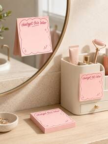 OBOVAY Notas adhesivas divertidas "Hablar talla grande tarde" en rosa, adecuadas para oficina tecnológica, cuaderno con tema de IA con bordes curvos rosas y sistema de etiquetas, papel de eficiencia para estudiantes, 50 hojas/libro - rosa - Ver 10