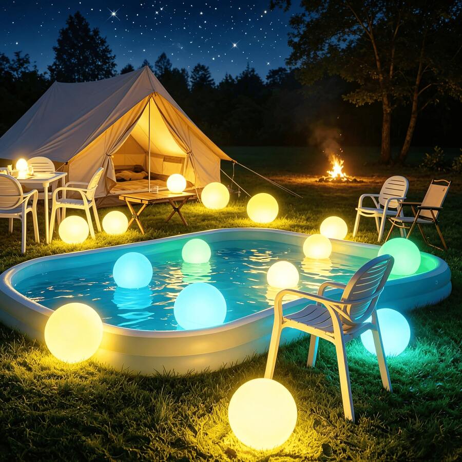 1pc LED Glowing Pool Balloon, 16 Color Remote Control Inflatable Beach Ball, Glowing Water Ball, Summer Pool Party Outdoor Entertainment Decoration, Creative Night Light, Inflatable Decoration Suitable For Beach, Lawn, Yard