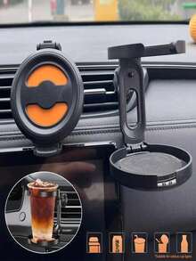 1pc Multi-Function Universal Car Air Vent Cup Holder, With Cup Tray, Car Cup Holder Installed On Air Vent, Ashtray Holder - A - View 2