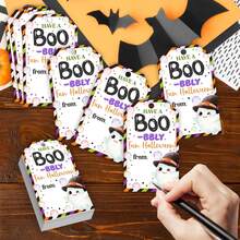 24/48入萬聖節吊牌附繩，3.96x1.54英吋幽靈紙製禮物吊牌，Boo Trick Or Treat 糖果吊牌，萬聖節禮品包裝吊牌，派對小禮品 - A - 查看 2