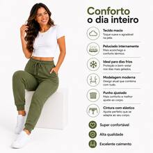 Thick Cotton Jogger Sweatpants With Pockets, Comfortable Style, Elastic Waistband. - 綠色 - 查看 2