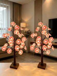 1PC 24 LED 60CM Pink Plum Blossom Tree Light, USB & Battery Dual Use, Artificial Glowing Tree Lamp, Wedding Aisle Decor Light, Hotel Banquet Decoration Light, Romantic Atmosphere Tree Light, Desktop Ornament Light, Birthday Party Decoration Light - Yellow - View 2