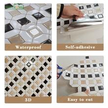 shiny home 10 Sheets Peel And Stick Backsplash For Kitchen - 30.48cm X 30.48cm 3D Geometric Mosaic Tiles - Black, White & Beige Interlocking Pattern - Waterproof Self-Adhesive Vinyl Wall Stickers For Bathroom & RV Vanity - White - View 3