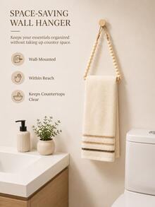Creative Handmade Beaded Towel Rack; Drill-Free Bathroom Towel And Toilet Paper Holder; Toilet Paper Holder; Jute Rope Toilet Paper Holder; Creative Drill-Free Rope-Style Hanging Rack; Decorative Storage Rack For Guesthouses And Hotels. - Multicolor - View 5