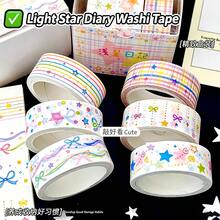 Star Diary Washi Tape Set Rainbow Lines Stars Bows Plaid Girl Planner Decoration Tape - Star Bow - View 7