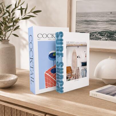 Pastel Color Decorative Simulation Fake Books, Beach Holiday Theme Display Faux Books, Stackable Desktop Ornament, Fashion Shooting Prop For Apartment, Bar & Living Room Decoration