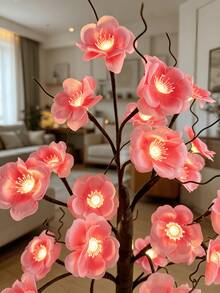 1PC 24 LED 60CM Pink Plum Blossom Tree Light, USB & Battery Dual Use, Artificial Glowing Tree Lamp, Wedding Aisle Decor Light, Hotel Banquet Decoration Light, Romantic Atmosphere Tree Light, Desktop Ornament Light, Birthday Party Decoration Light - Yellow - View 9