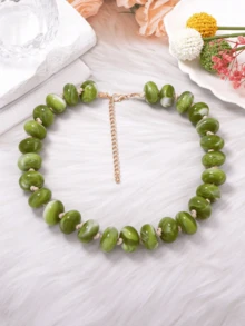 1pc Bohemian Dopamine Beaded Necklace, Fashionable Colorful Jewelry Women's Collarbone Chain, Adjustable Chain, Suitable For Daily Wear, Vacation And Travel, Jewelry Accessory - Multicolor - View 2