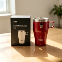 Tyeso 400ML Portable Stainless Steel Insulated Coffee Mug With Handle And Coffee Sticker, Suitable For Hot And Cold Drinks, Car Travel Water Cup, Office, Home, Outdoor Use - Multicolor - View 2