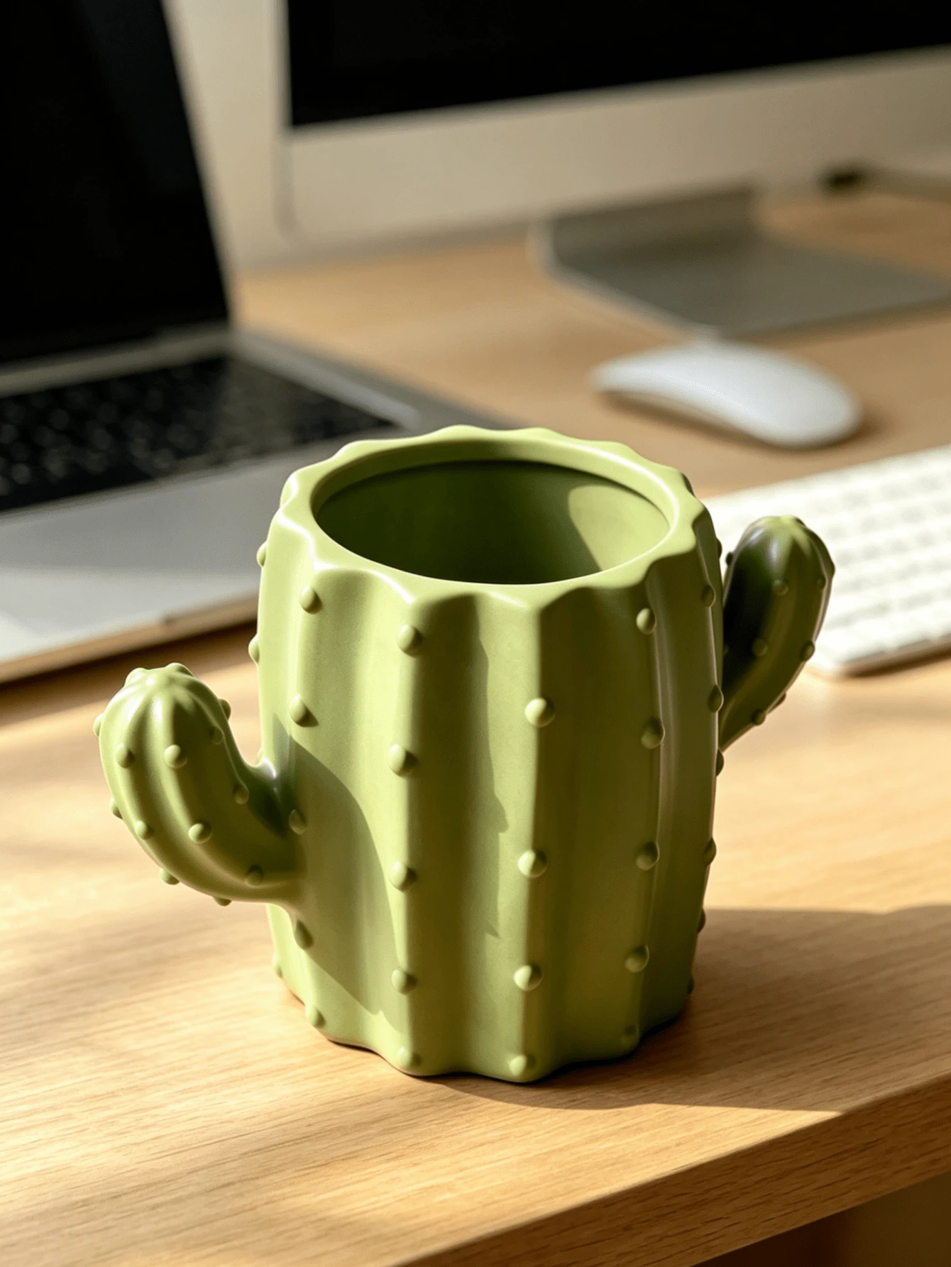 1pc Creative Cactus Shaped Pen Holder, Student Pencil Case, Multi-Functional Storage Box, 3D Printed Pen Box, Student Desk Organizer, Makeup Brush Holder, Ideal Gift For Students, Birthday Gift, Halloween Gift, Back To School Season