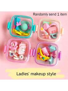 Cute Bento Box, Dessert Makeup Eraser Set, Student Holiday Christmas Gift, Children Classroom Reward Gift, Food Dessert Ice Cream Shaped Cartoon, Gift For Friends - Multicolor - View 11