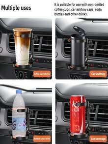 1pc Multi-Function Universal Car Air Vent Cup Holder, With Cup Tray, Car Cup Holder Installed On Air Vent, Ashtray Holder - A - View 10
