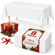 4pcs/8pcs Thick Disposable Solid Color Plastic Tablecloths, 137x274cm Rectangle, Suitable For Birthday Party, Wedding Decoration - Multicolor - View 3