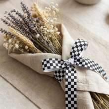 1Roll Black & White Plaid Ribbon, Suitable For Racing Theme Decoration And Gift Wrapping, Suitable For Christmas, Valentine's Day, Wedding, Gift Wrapping, Holiday Art Design, Multi-Purpose Decorative Ribbon, Perfect Choice For Thanksgiving - Multiple Styles - View 5