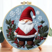 Embroidery Set, 20x20cm/7.9x7.9 Inches, Christmas Tree, 2D Flat Printing Handmade DIY Beginner Embroidery Set, Including Embroidery Cloth, Instruction Manual, Embroidery Frame And Needle And Thread, Handmade Artwork As A Gift For Friends Or Family - A - View 6