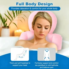 1pc Pink One-Piece Luxury Bathtub Cushion Pillow, Ergonomic Bath Headrest Provides Neck & Back Support, Skin-Friendly Swimsuit Material, Built With 5D Air Mesh And 160 Anti-Slip Suction Cups - Pink - View 3