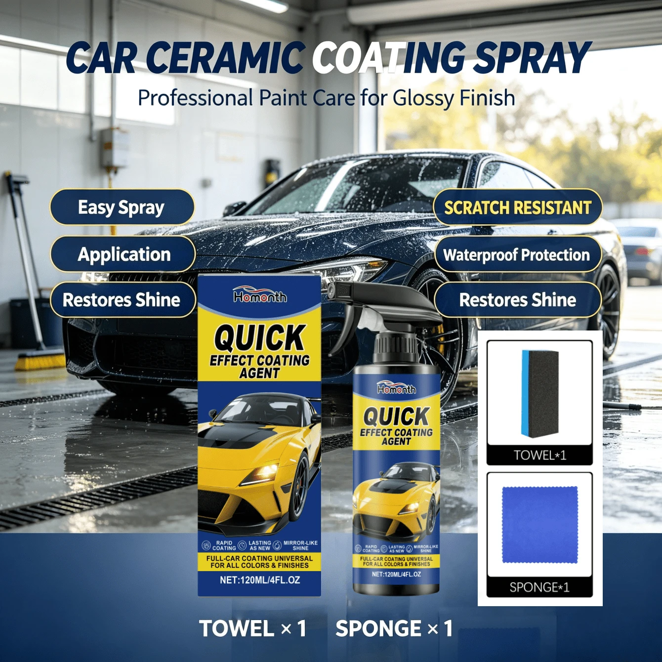 1 Set Car Ceramic Coating Spray, Car Coating Paint Surface Maintenance, Renewal, Gloss Care Coating Agent/Car Coating/Car Accessories/Specially Designed To Improve Paint Surface Reflective Effect/Regular Use Can Reduce The Impact Of Daily Corrosive Substances.