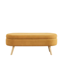 Storage Bench With Storage Space, Beige Color, Ideal For Bedroom Or Hallway - Yellow - View 3
