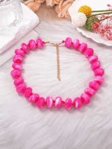 1pc Bohemian Dopamine Beaded Necklace, Fashionable Colorful Jewelry Women's Collarbone Chain, Adjustable Chain, Suitable For Daily Wear, Vacation And Travel, Jewelry Accessory - Multicolor - View 11
