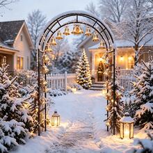 1pc Sturdy Outdoor Metal Garden Archway, Minimalist Curved Frame Without Mesh Design, Suitable For All Seasons Decoration - Spring Vines & Flowers, Autumn Fallen Leaves, Winter Snow Scenes, Wedding Yard Entrance Arch, Easy Assembly Climbing Plant Support - All-season - View 5