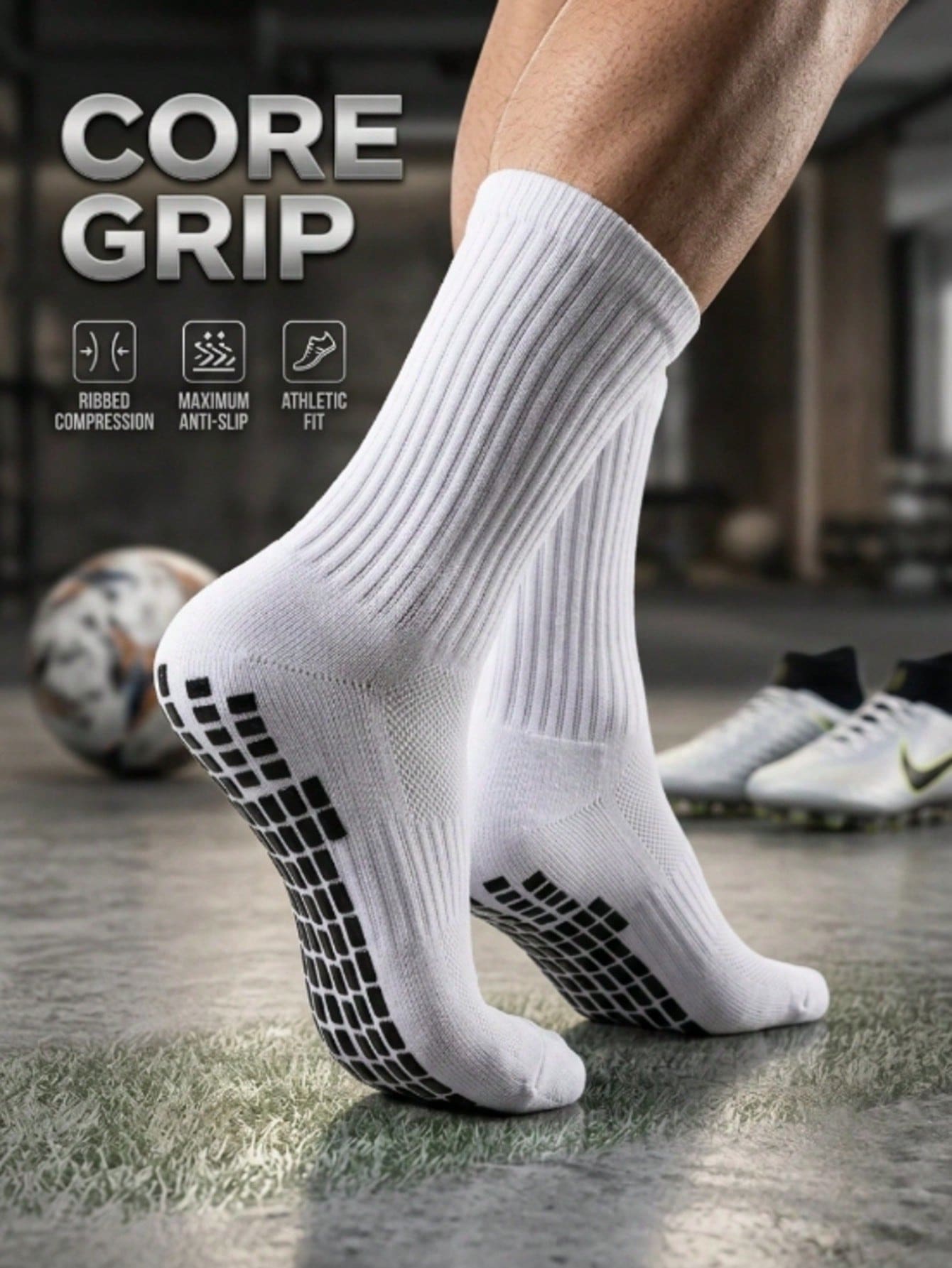 1/5/10 pares de calcetines de fútbol unisex antideslizantes, calcetines deportivos de alta calidad transpirables con agarre y soporte de arco, adecuados para senderismo, ciclismo, correr, tenis, baloncesto y otros deportes - Multicolor - Ver 1