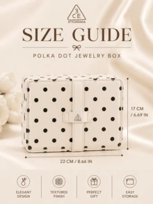 3CE Sanxi Jade Polka Dot Jewelry Box, 22*17cm, Synthetic Leather Surface, Interior Protection For Storing Jewelry, Suitable For Home Storage And Travel Organization - Multicolor - View 4