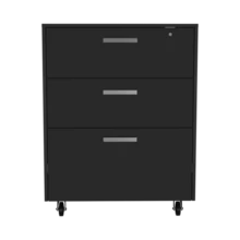 3 Drawers Storage Cabinet With Casters Lions Office, Black Wengue Finish-XY920509 - 1 - View 8