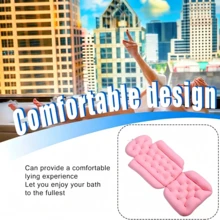 1pc Pink One-Piece Luxury Bathtub Cushion Pillow, Ergonomic Bath Headrest Provides Neck & Back Support, Skin-Friendly Swimsuit Material, Built With 5D Air Mesh And 160 Anti-Slip Suction Cups - Pink - View 6