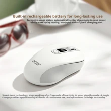 Acer 附螢幕無線辦公滑鼠，藍牙雙模，可充電，電量顯示，500mAh內置電池，相容筆記型電腦、桌上型電腦、平板電腦，適合女性 - 查看 6