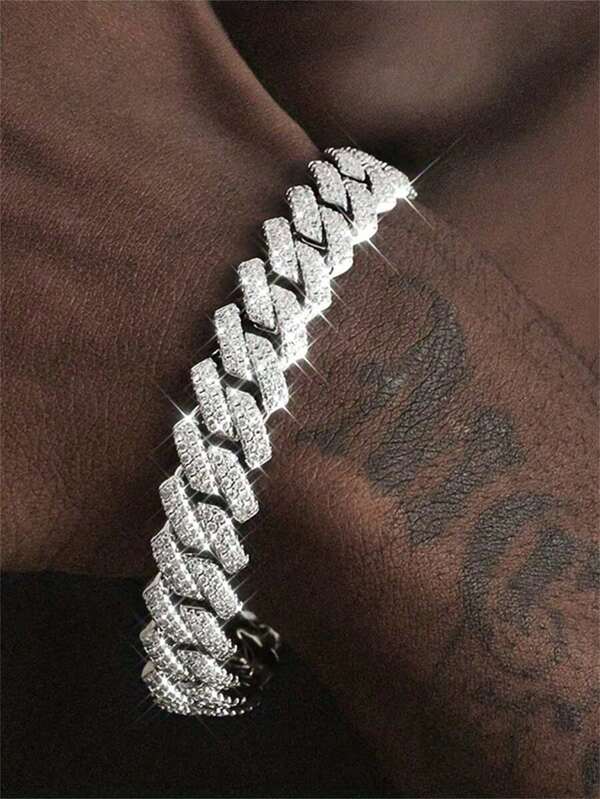 1pc Fashion Hip-Hop Style Chain Bracelet, Suitable For Men, Stainless Steel Street Wear Bracelet, Ideal Accessory To Create A Hip-Hop Look