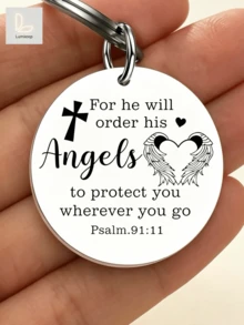 "For He Will Order His Angels" Psalm 91:11 Keychain – Inspirational Christian Faith Jewelry For Women, Men, Teens – Meaningful Bible Verse Gift For Her – Spiritual Protection & Comfort Reminder - A - View 5