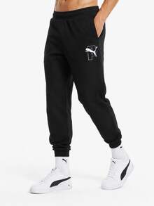 Puma Unisex Versatile, Simple, Classic, Pure Cotton, Comfortable, Windproof, Casual, Cuffed Knitted Sports Trousers And Sweatpants - Black - View 2
