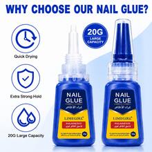LIMEGIRL 20G Large Capacity Nail Glue, Super Strong Fast Drying Nail Glue, Suitable For Nail Tips, Acrylic Nails And Nail Extensions, Long Lasting Nail Adhesive, No UV Lamp Required, Professional Salon And DIY Use - MJ159-9 20g - View 2