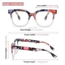 1pc Fashionable Large Frame Women's Reading Glasses, Colorful Pattern Patchwork Design, High-Quality PC Comfortable Frame, Suitable For Daily Reading And Work In Multiple Scenarios - Orange Flower - View 4