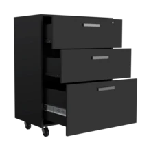 3 Drawers Storage Cabinet With Casters Lions Office, Black Wengue Finish-XY920509 - 1 - View 4