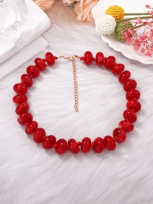 1pc Bohemian Dopamine Beaded Necklace, Fashionable Colorful Jewelry Women's Collarbone Chain, Adjustable Chain, Suitable For Daily Wear, Vacation And Travel, Jewelry Accessory - Multicolor - View 8